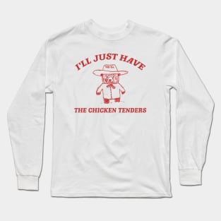 I'll Just Have The Chicken Tenders, Retro Cartoon T Shirt, Chicken Nugget Lover, Trendy Long Sleeve T-Shirt